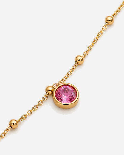 Jade Crystal Anklet — Pink crystal macro