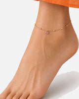 Jade Crystal Anklet — Pink beach wearing view