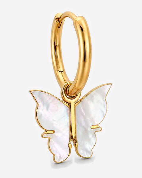 Kimana Butterfly Shell Earrings — 02 — Gold — shell butterfly and connector macro