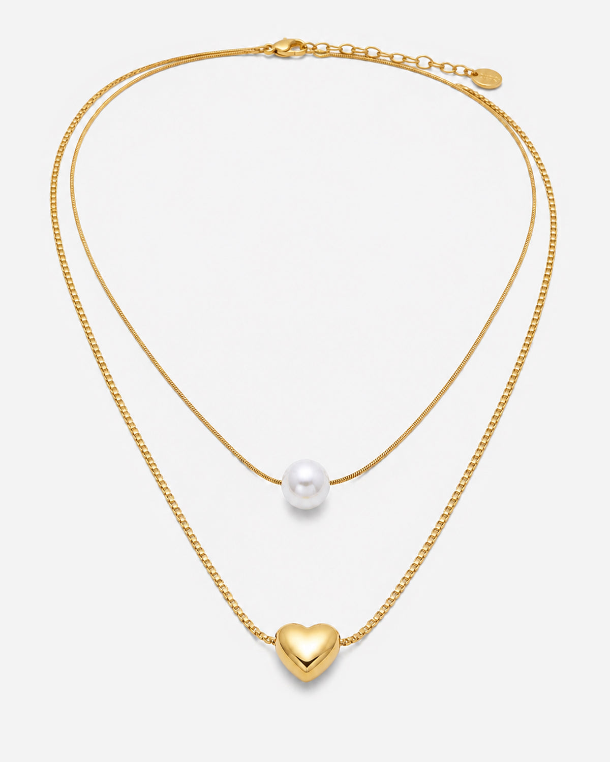 Maisy Pearl Heart Layered Necklace — 01 — Gold — product hero