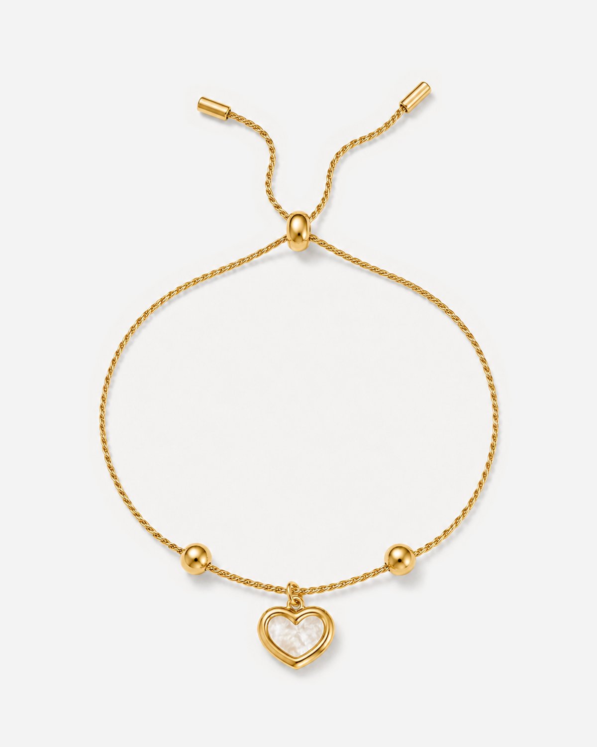 Muriel Heart Shell Bracelet — 01 — Gold — full adjustable bracelet hero