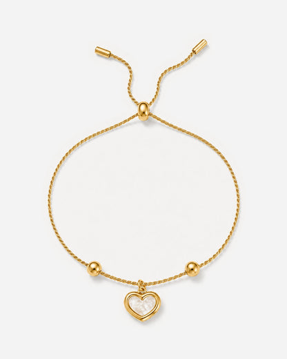 Muriel Heart Shell Bracelet — 01 — Gold — full adjustable bracelet hero