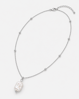 Alara Pearl Necklace — Silver product three-quarter view