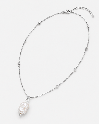 Alara Pearl Necklace — Silver product three-quarter view